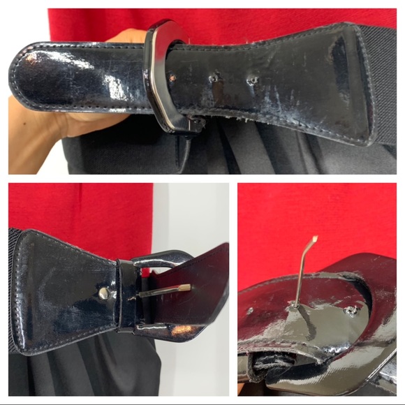 As U Wish Red & Black Exposed Zipper Back Belted Dress With Pockets Size Small - Picture 6 of 15